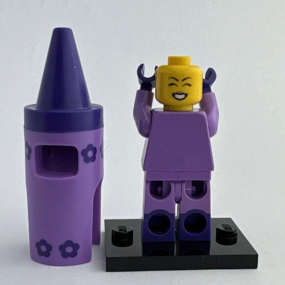 Lego Crayon Girl Minifigure w Base Purple 71023 coltlm2 Lego Movie 2 - Picture 5 of 8